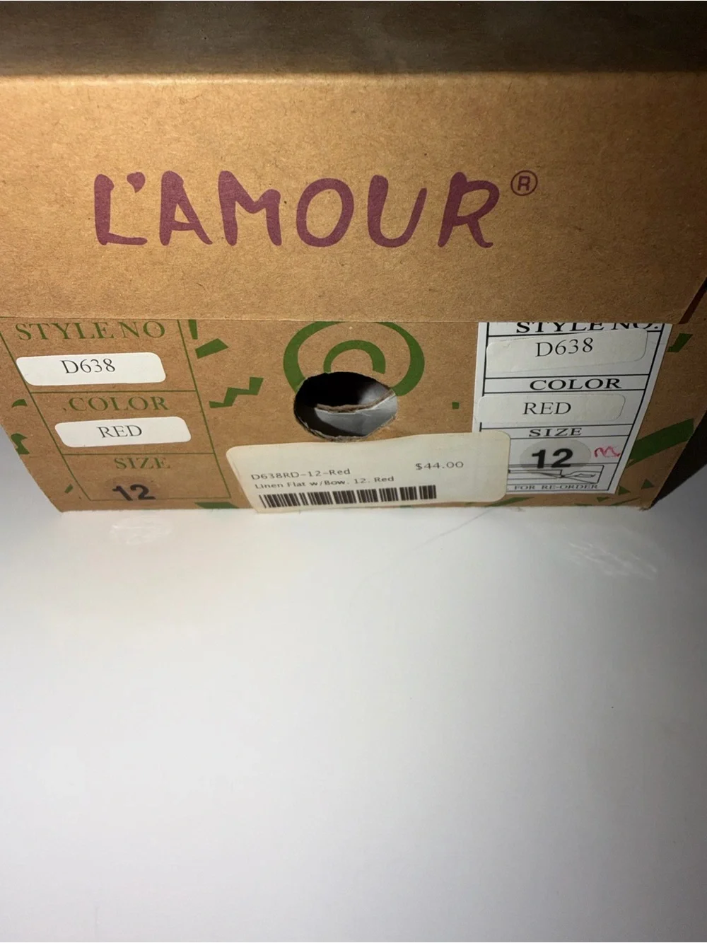 NWT L'Amour Red Linen Bow Mary Jane Flats Girls Size 12 | Christmas Holiday
